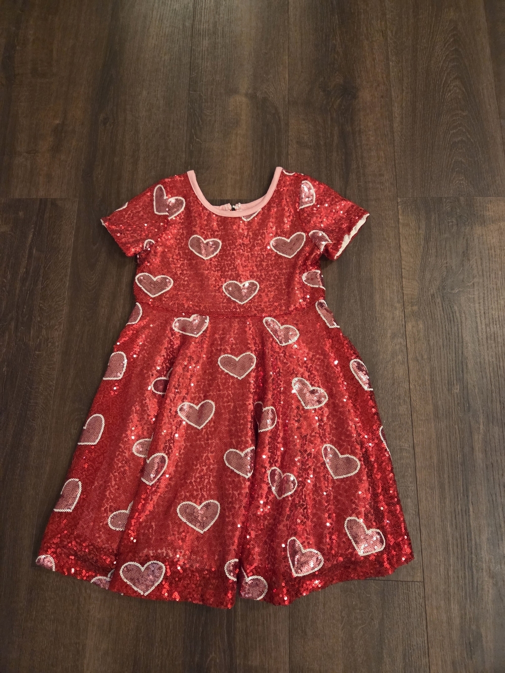 Sequin Red Heart Sequin Girls' Party Dress